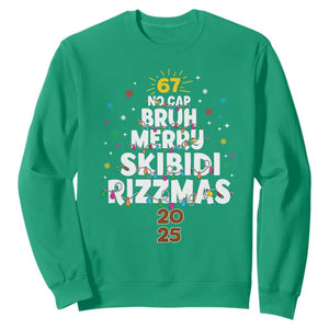 Funny Christmas Six Seven Meme Sweatshirt 67 No Cap Bruh Merry Skibidi Rizzmas 2025 TS11 Irish Green Print Your Wear