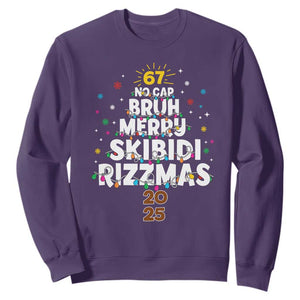 Funny Christmas Six Seven Meme Sweatshirt 67 No Cap Bruh Merry Skibidi Rizzmas 2025 TS11 Purple Print Your Wear