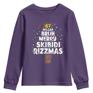 Funny Christmas Six Seven Meme Youth Sweatshirt 67 No Cap Bruh Merry Skibidi Rizzmas 2025 TS11 Purple Print Your Wear
