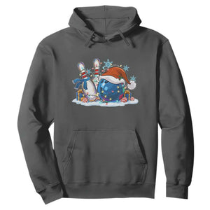 Funny Christmas Bowling Santa Hat Xmas Bowler Hoodie TS11 Dark Heather Print Your Wear