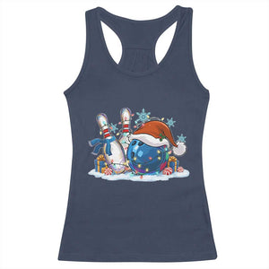Funny Christmas Bowling Santa Hat Xmas Bowler Racerback Tank Top TS11 Navy Print Your Wear