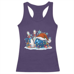 Funny Christmas Bowling Santa Hat Xmas Bowler Racerback Tank Top TS11 Purple Print Your Wear