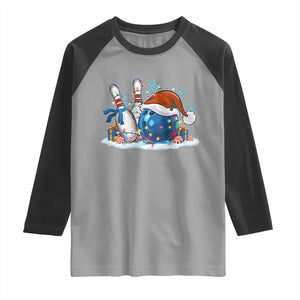Funny Christmas Bowling Santa Hat Xmas Bowler Raglan Shirt TS11 Sport Gray Black Print Your Wear