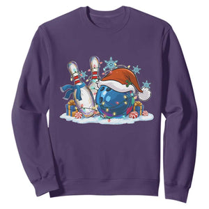 Funny Christmas Bowling Santa Hat Xmas Bowler Sweatshirt TS11 Purple Print Your Wear