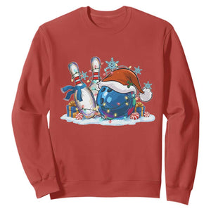 Funny Christmas Bowling Santa Hat Xmas Bowler Sweatshirt TS11 Red Print Your Wear