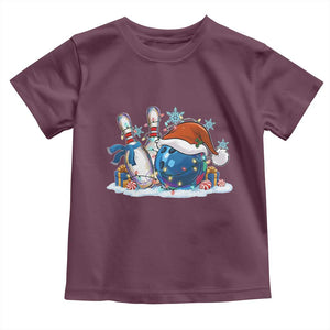 Funny Christmas Bowling Santa Hat Xmas Bowler Toddler T Shirt TS11 Maroon Print Your Wear