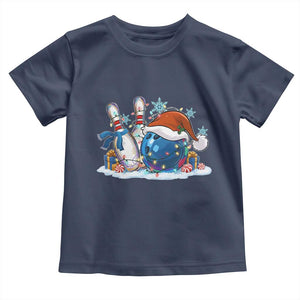 Funny Christmas Bowling Santa Hat Xmas Bowler Toddler T Shirt TS11 Navy Print Your Wear