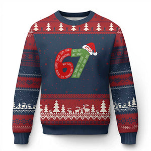 Funny 67 Xmas Ugly Christmas Sweater Rizz Aura Farming Bussin Six Seven Meme Gen Alpha TS11 Navy Red Print Your Wear
