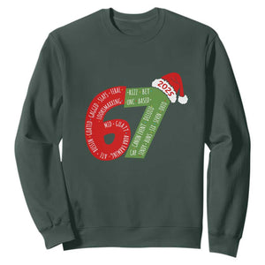 Funny 67 Christmas Sweatshirt Rizz Aura Farming Bussin Six Seven Meme Gen Alpha TS11 Dark Forest Green Print Your Wear
