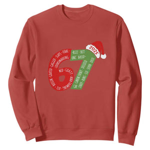 Funny 67 Christmas Sweatshirt Rizz Aura Farming Bussin Six Seven Meme Gen Alpha TS11 Red Print Your Wear