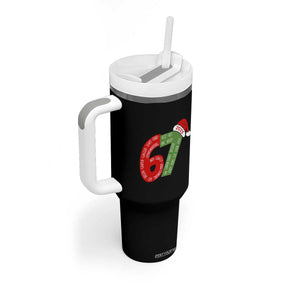 Funny 67 Christmas Tumbler With Handle Rizz Aura Farming Bussin Six Seven Meme Gen Alpha TS11 Print Your Wear