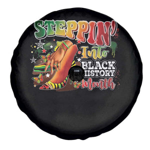 Steppin' Into Black History Month Spare Tire Cover African American Month Proud Melanin TS11 Print Your Wear