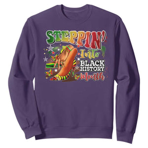 Steppin' Into Black History Month Sweatshirt African American Month Proud Melanin TS11 Purple Print Your Wear
