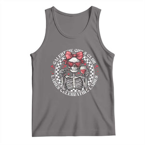 Funny Galentine's Day Tank Top Galentine Girls Club Ladies Celebrating Ladies Skeleton TS11 Deep Heather Print Your Wear