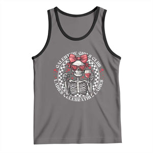 Funny Galentine's Day Tank Top Galentine Girls Club Ladies Celebrating Ladies Skeleton TS11 Deep Heather Black Print Your Wear