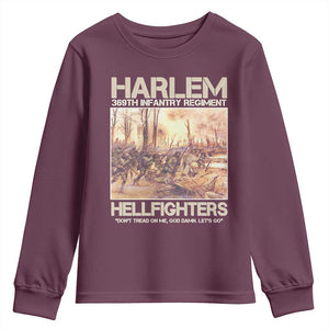 Harlem Hellfighters Youth Sweatshirt 369th Infantry Regiment Don't Tread On Me Let's Go Black History Month TS11 Maroon Print Your Wear