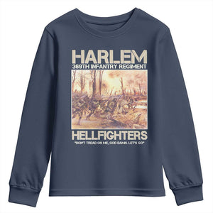 Harlem Hellfighters Youth Sweatshirt 369th Infantry Regiment Don't Tread On Me Let's Go Black History Month TS11 Navy Print Your Wear