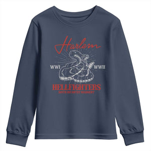 Harlem Hellfighters Youth Sweatshirt 369th Infantry Regiment Black Snake Black History Month TS11 Navy Print Your Wear