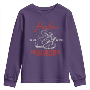 Harlem Hellfighters Youth Sweatshirt 369th Infantry Regiment Black Snake Black History Month TS11 Purple Print Your Wear