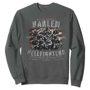 Never Forget Harlem Hellfighters Sweatshirt Vintage American Flag TS11 Dark Heather Print Your Wear
