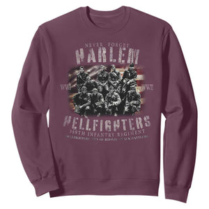 Never Forget Harlem Hellfighters Sweatshirt Vintage American Flag TS11 Maroon Print Your Wear