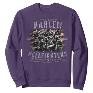 Never Forget Harlem Hellfighters Sweatshirt Vintage American Flag TS11 Purple Print Your Wear