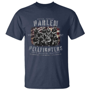 Never Forget Harlem Hellfighters T Shirt Vintage American Flag TS11 Navy Print Your Wear