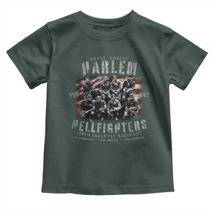 Never Forget Harlem Hellfighters Toddler T Shirt Vintage American Flag TS11 Dark Forest Green Print Your Wear
