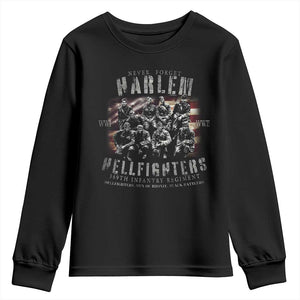 Never Forget Harlem Hellfighters Youth Sweatshirt Vintage American Flag TS11 Black Print Your Wear