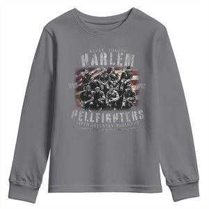 Never Forget Harlem Hellfighters Youth Sweatshirt Vintage American Flag TS11 Charcoal Print Your Wear