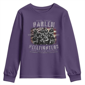 Never Forget Harlem Hellfighters Youth Sweatshirt Vintage American Flag TS11 Purple Print Your Wear