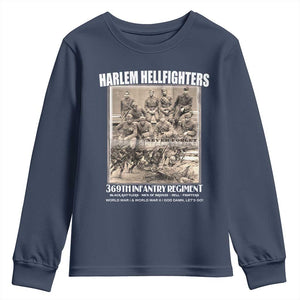 Never Forget Harlem Hellfighters Youth Sweatshirt 369TH Infantry Regiment Black God Damn Let's Go TS11 Navy Print Your Wear