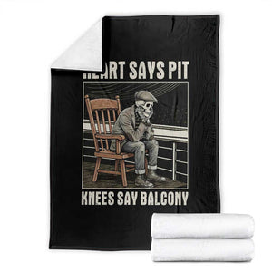Funny Heart Says Pit Knees Say Balcony Throw Blanket Old Skeleton TS11 Black Print Your Wear