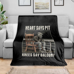 Funny Heart Says Pit Knees Say Balcony Throw Blanket Old Skeleton TS11 Print Your Wear