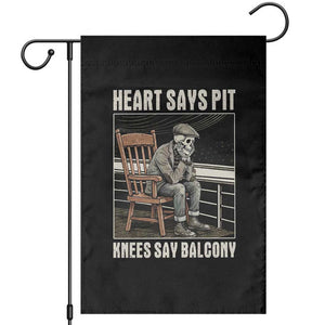 Funny Heart Says Pit Knees Say Balcony Garden Flag Old Skeleton TS11 Black Print Your Wear