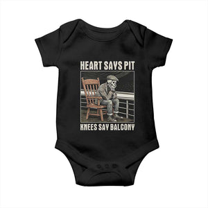Funny Heart Says Pit Knees Say Balcony Baby Onesie Old Skeleton TS11 Black Print Your Wear