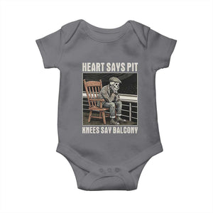 Funny Heart Says Pit Knees Say Balcony Baby Onesie Old Skeleton TS11 Charcoal Print Your Wear