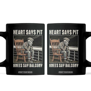 Funny Heart Says Pit Knees Say Balcony Coffee Mug Old Skeleton TS11 Black Print Your Wear