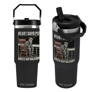 Funny Heart Says Pit Knees Say Balcony Flip Straw Tumbler Old Skeleton TS11 One Size: 30 oz Black Print Your Wear