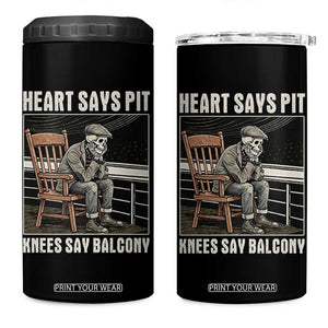 Funny Heart Says Pit Knees Say Balcony 4 in 1 Can Cooler Tumbler Old Skeleton TS11 One Size: 16 oz Black Print Your Wear
