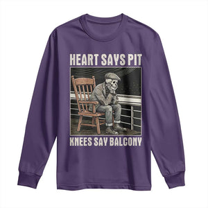 Funny Heart Says Pit Knees Say Balcony Long Sleeve Shirt Old Skeleton TS11 Purple Print Your Wear
