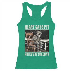 Funny Heart Says Pit Knees Say Balcony Racerback Tank Top Old Skeleton TS11 Irish Green Print Your Wear