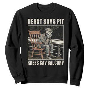 Funny Heart Says Pit Knees Say Balcony Sweatshirt Old Skeleton TS11 Black Print Your Wear