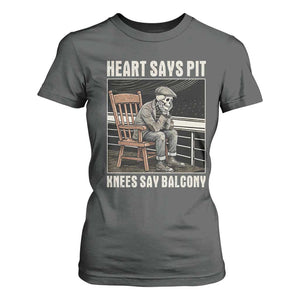 Funny Heart Says Pit Knees Say Balcony T Shirt For Women Old Skeleton TS11 Dark Heather Print Your Wear
