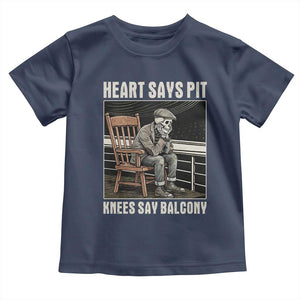 Funny Heart Says Pit Knees Say Balcony Toddler T Shirt Old Skeleton TS11 Navy Print Your Wear