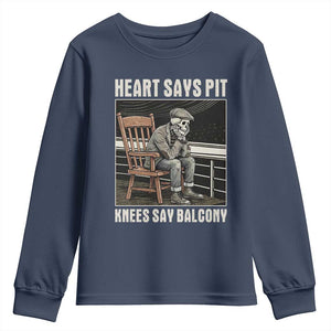 Funny Heart Says Pit Knees Say Balcony Youth Sweatshirt Old Skeleton TS11 Navy Print Your Wear
