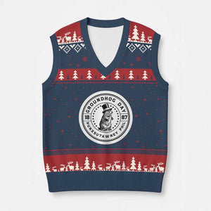 Punxsutawney Phil Groundhog Day V-Neck Knit Sweater Vest Funny Woodchuck Day 1887 TS11 Navy Red Print Your Wear