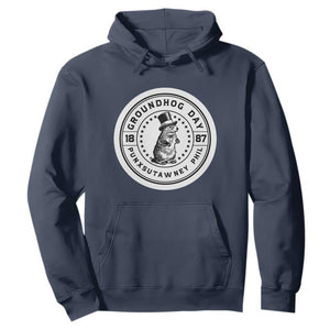 Punxsutawney Phil Groundhog Day Hoodie Funny Woodchuck Day 1887 TS11 Navy Print Your Wear