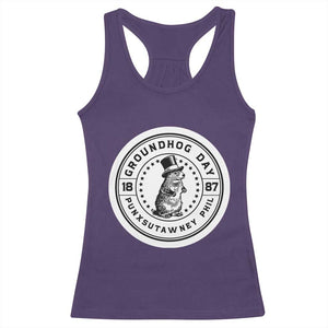 Punxsutawney Phil Groundhog Day Racerback Tank Top Funny Woodchuck Day 1887 TS11 Purple Print Your Wear