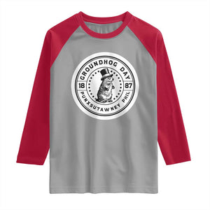 Punxsutawney Phil Groundhog Day Raglan Shirt Funny Woodchuck Day 1887 TS11 Sport Gray Red Print Your Wear